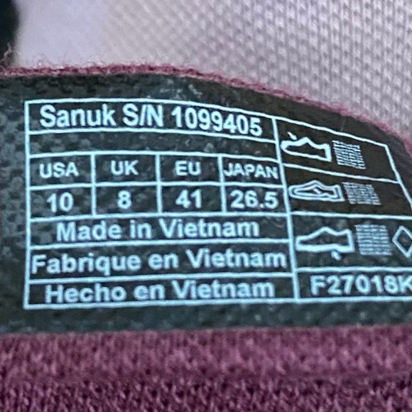 Sanuk Women's Elastic Strap Purple Cream & Black Sandal Size 10 - Picture 3 of 7